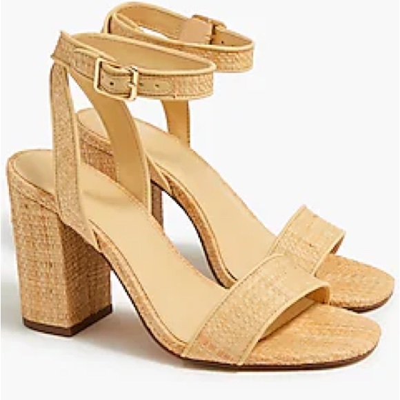 J. Crew Factory Shoes - J.Crew Factory Raffia peep-toe block heels